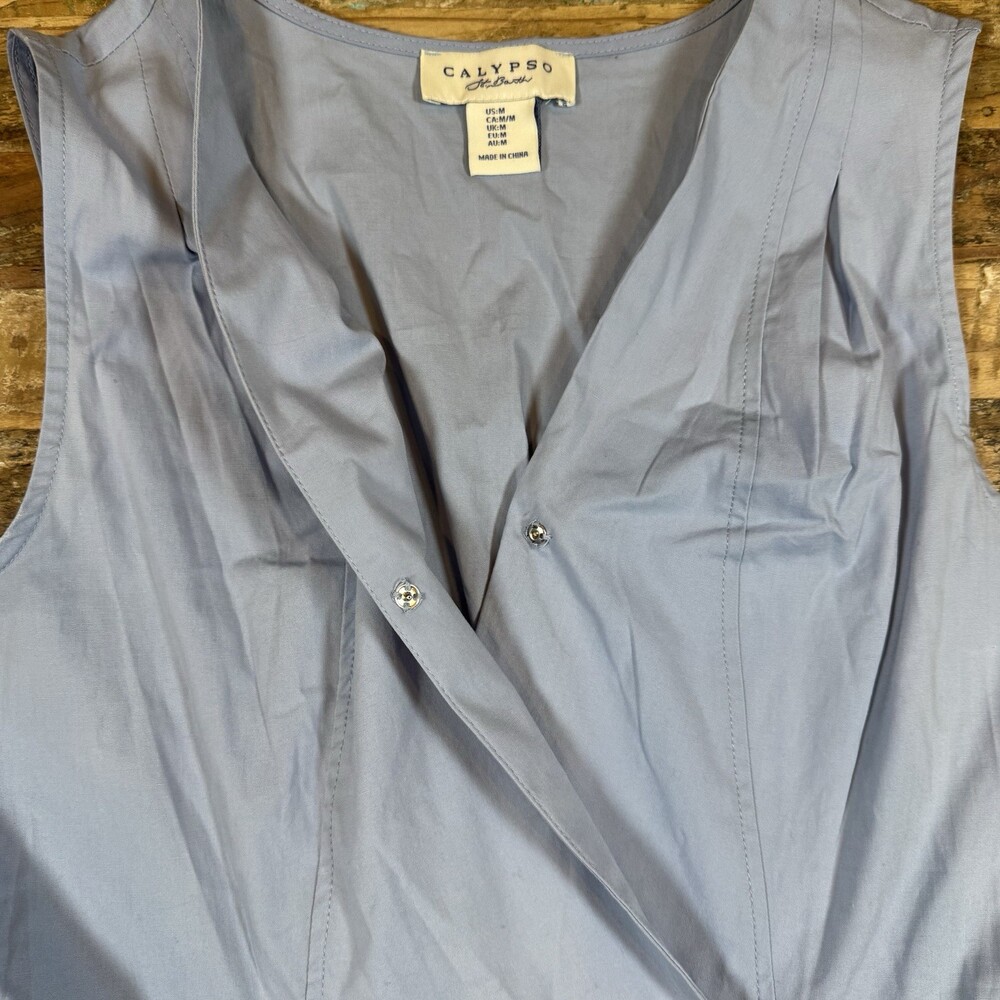 Calypso St. Barth Eyelet Embroidered Faux-Wrap Dress Medium Boho Luxe coastal - Picture 8 of 13